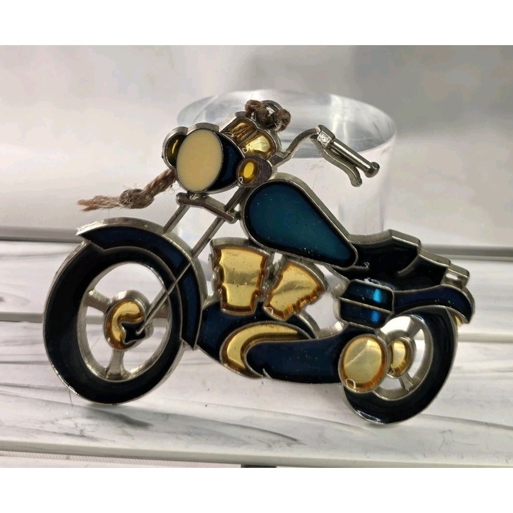 Vintage  Sun Catcher Ornament Window Hanging Motorcycle Hog Chopper